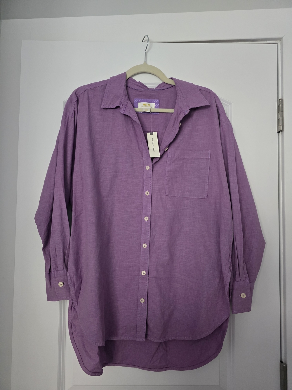 Anthropologie Maeve Lilac Button-Front Relaxed Shirt